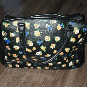 Coach Black Tote with Floral Design
